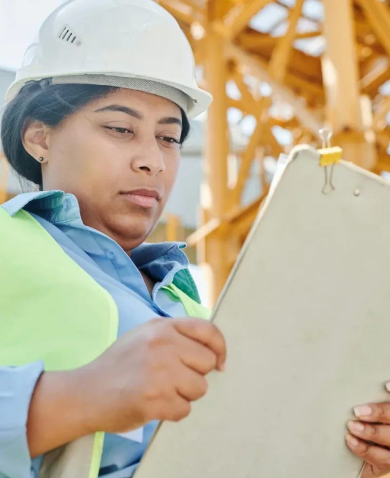 On-site contractor looking at inspection.